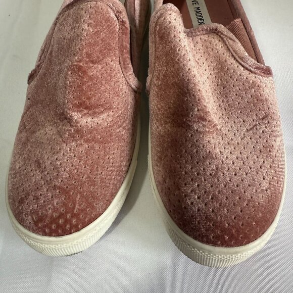 Steve Madden Zarayy Pink Blush Velour Slip-On Sneaker Flats Womens 7.5 Casual - Picture 5 of 11